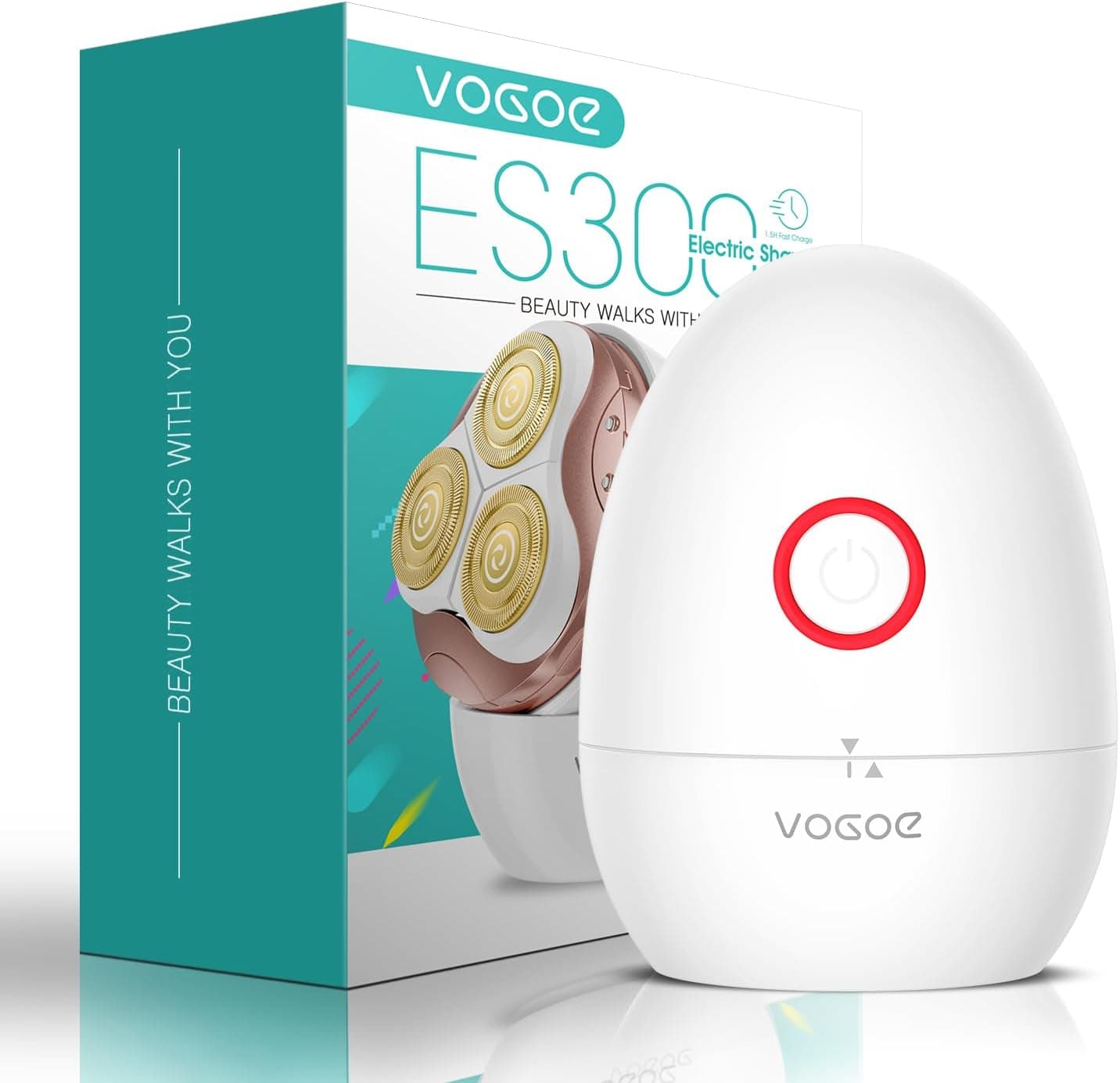 VOGOE Electric Shaver for Women, Wet and Dry Rotary Razor, Hair Remover for Leg Face Lips Bikini line, Rechargeable Waterproof and Cordless Trimmer Egg Shape ES300 (Gold)